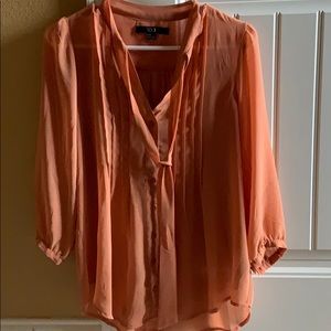 salmon tan orange Forever 21 button-down top w tie